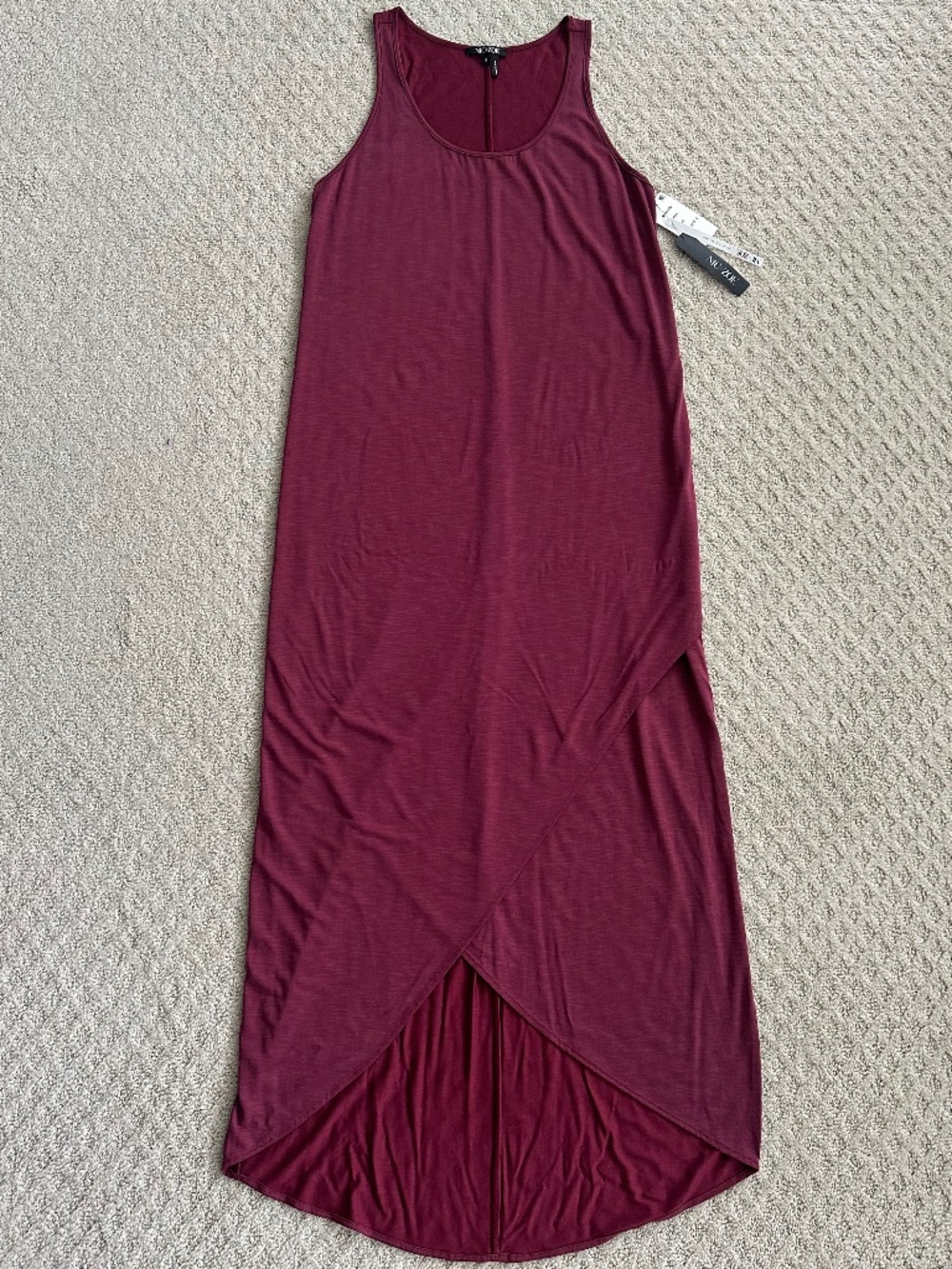 NIC+ZOE Sleeveless Asymmetrical Tulip Hem Maxi Dress Washed Raisin M Relaxed